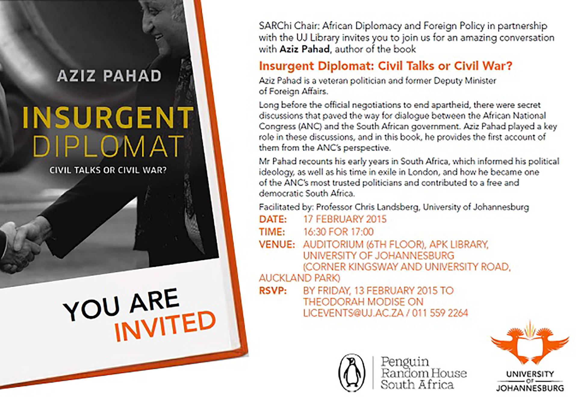 UJ: Veteran politician, Aziz Pahad, imparts lessons on resolving conflict