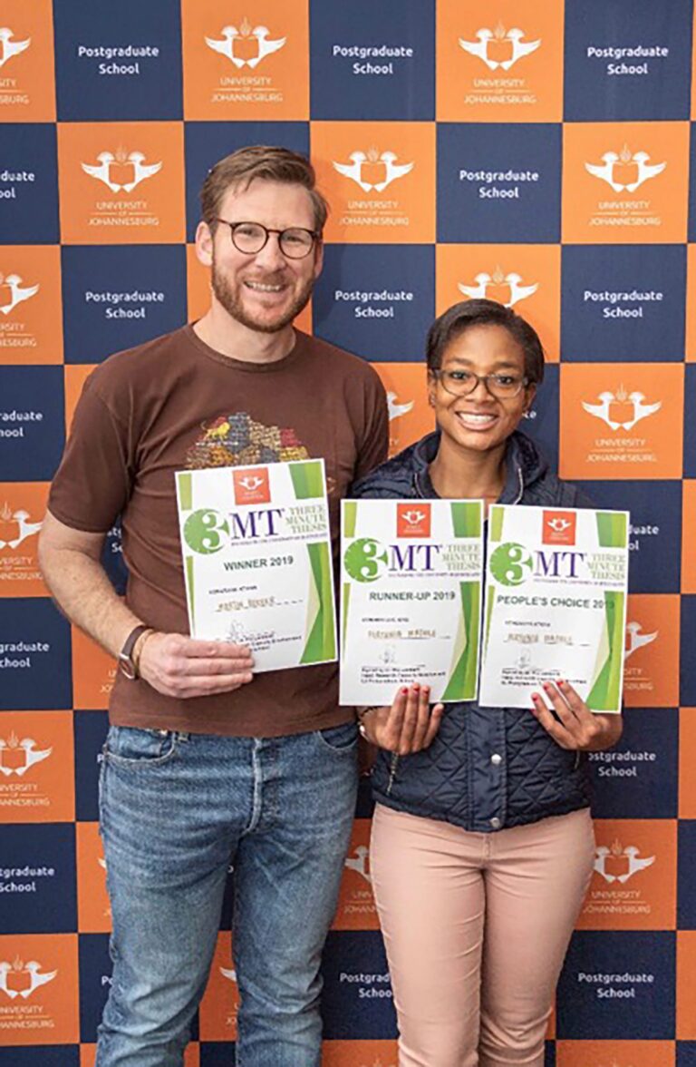 Postgraduate students Bekker, Mashile win 2019 national 3MT top prizes