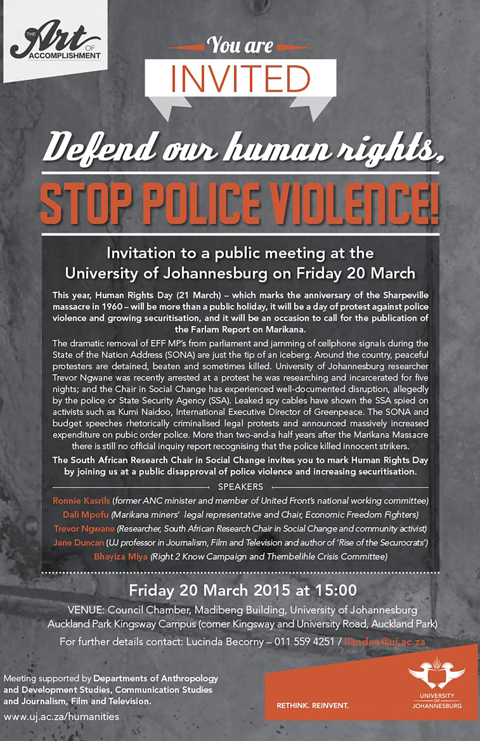 UJ public meeting calls for defence of human rights