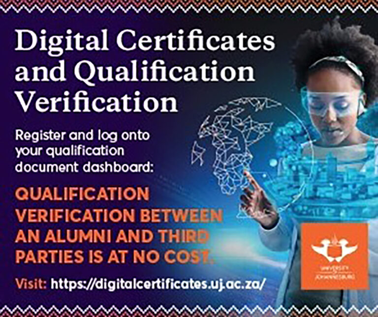 UJ introduces digital and a virtual qualification verification Certificates system