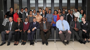 Prof Rensburg congratulates UJ ladies football team for snatching the Varsity Cup title