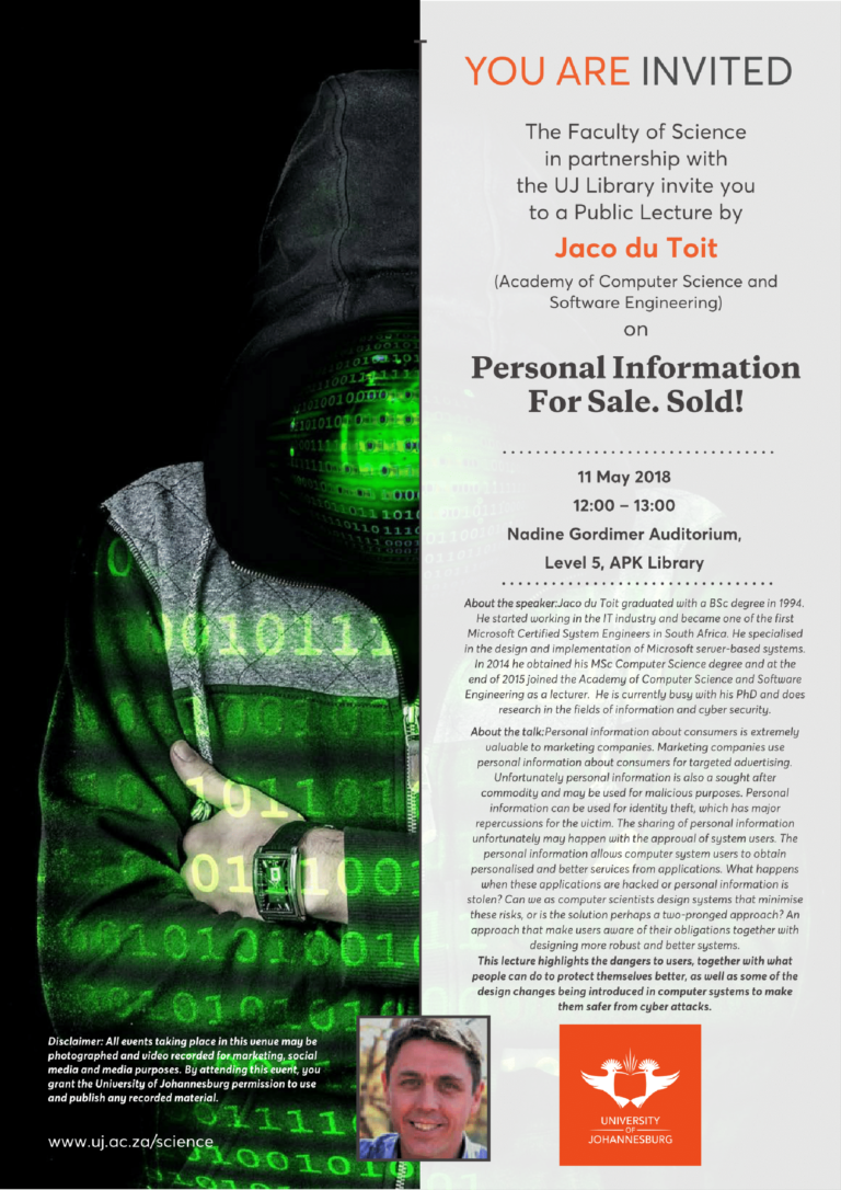 Public Lecture – Personal Information For Sale. Sold!