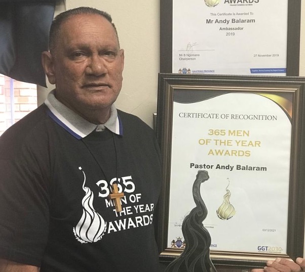 Community Engagement specialist, Mr Andy Balaram, honoured at the SA Men of the Year Awards