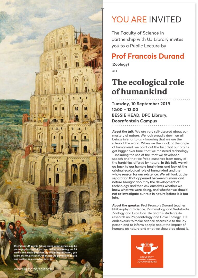 Public Lecture: The ecological role of humankind