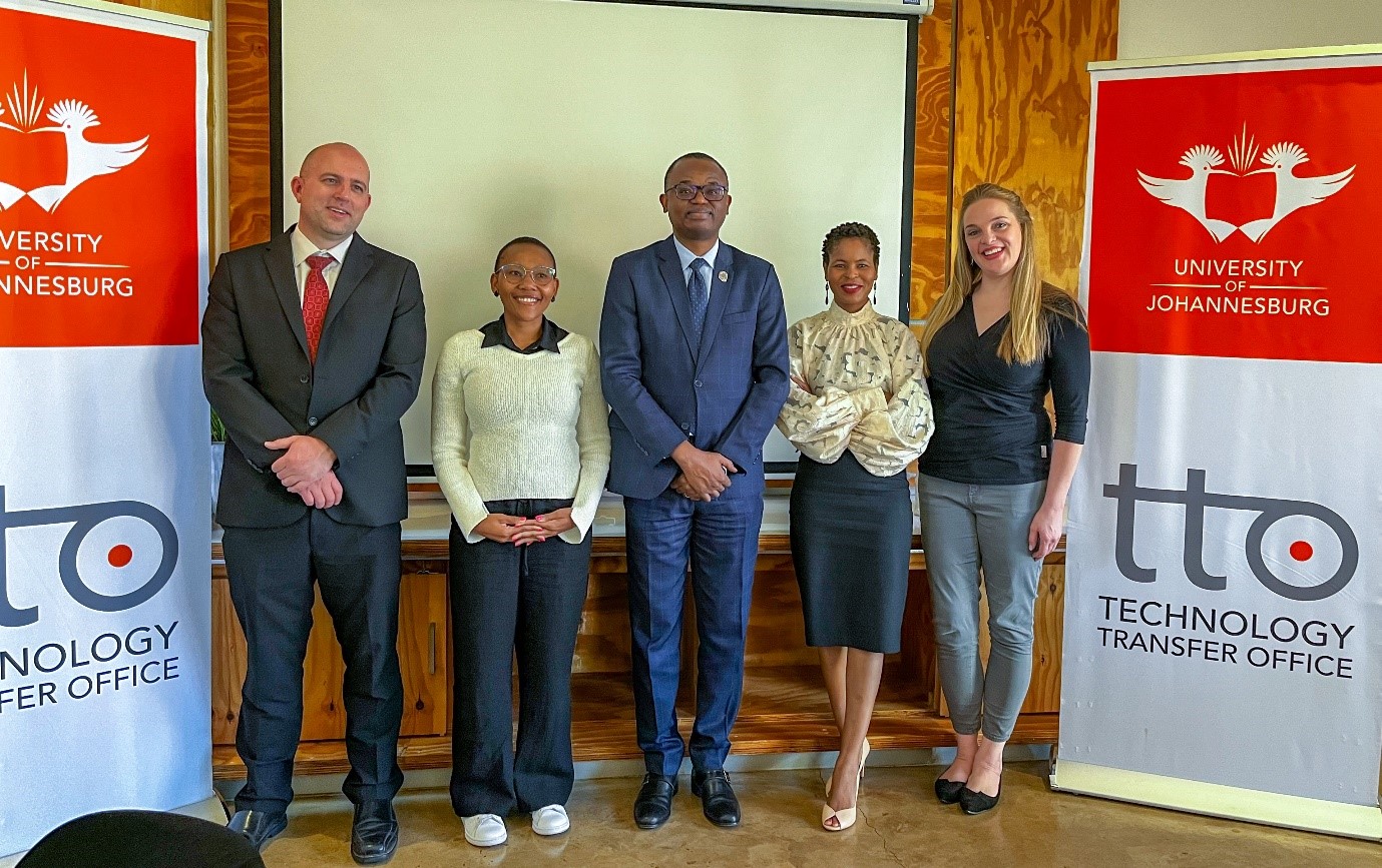 From left to right: Mr Stuart Miller from Kisch IP, Ms Pinki Manong Mokoena, Vodacom Lesotho, Mr Lukovi Seke AUDA-NEPAD, UJ’s Dr Ndivhuwo Luruli and Ms Jetane Charsley from (NIPMO)
