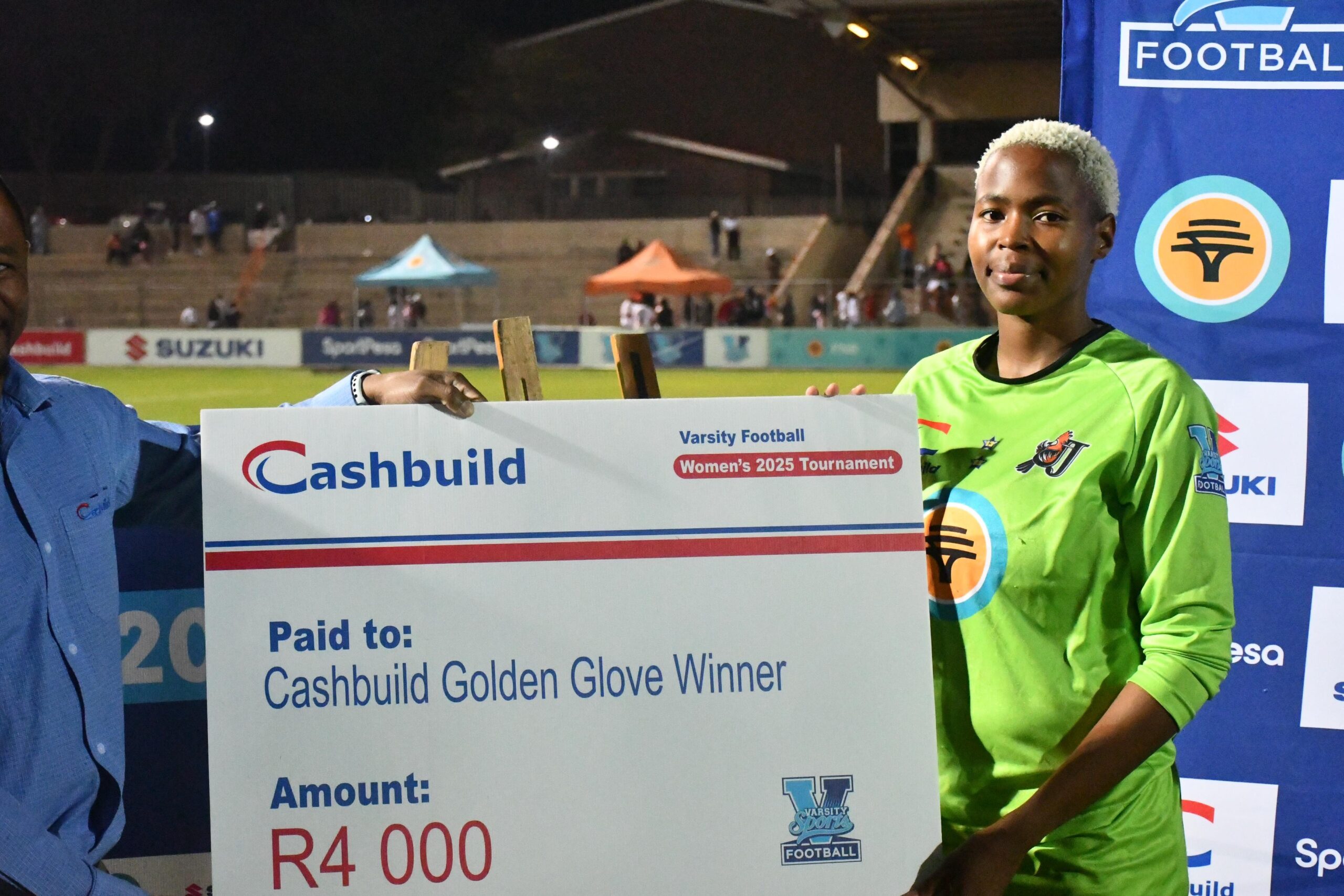 UJ Goalkeeper Manana Myeki won the Cashbuild Golden Glove award. PHOTO, Varsity Sports
