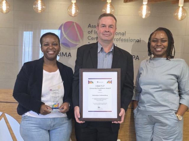 UJ Leads Africa in Finance Excellence: University of Johannesburg Wins 2025 CIMA FLP University Excellence Award